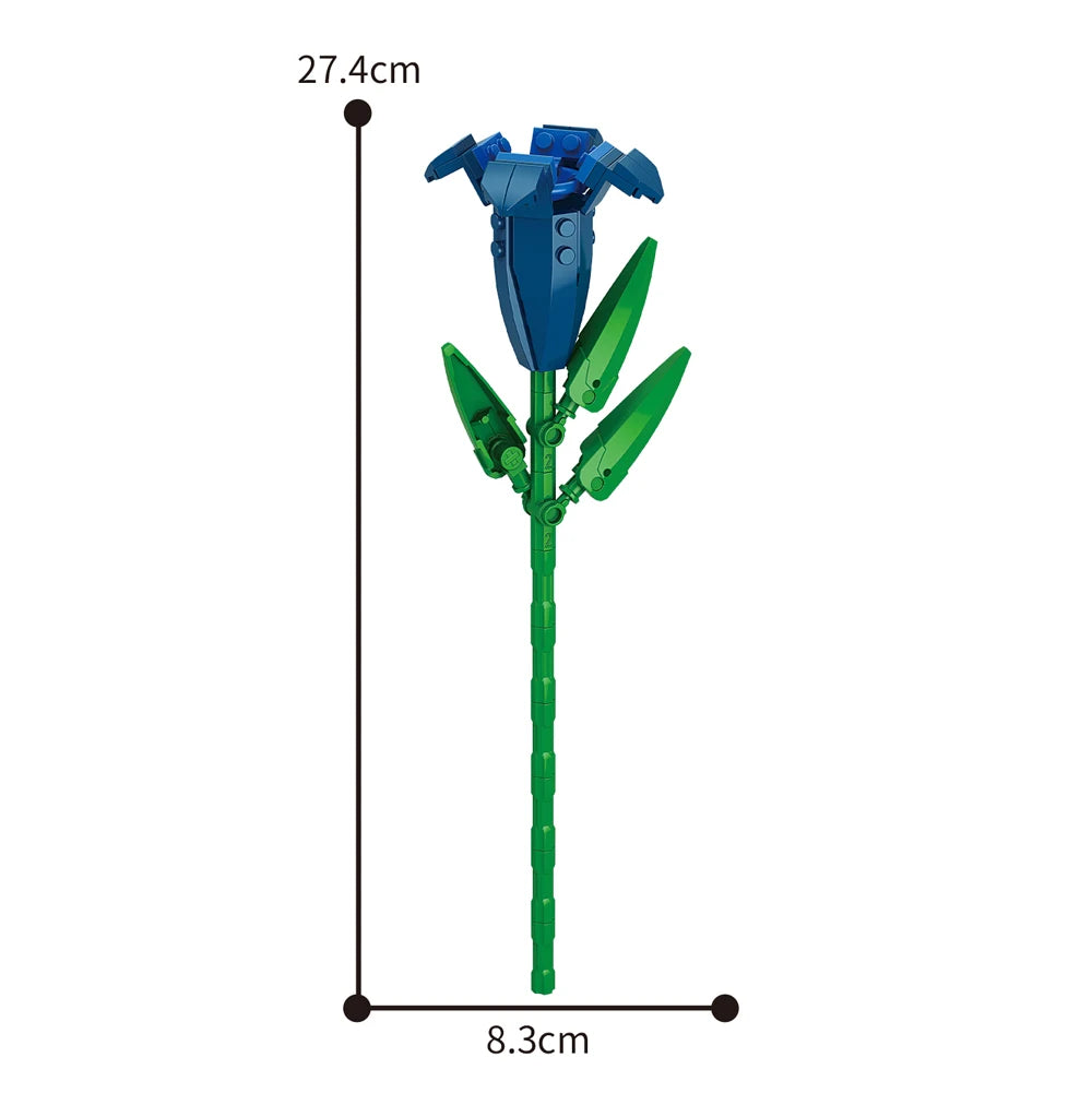 Creativity Potted Plants Bouquet Rose Lily Flower Home Desk Plant Decoration Assemble Building Blocks Bricks Toys Girls Gift