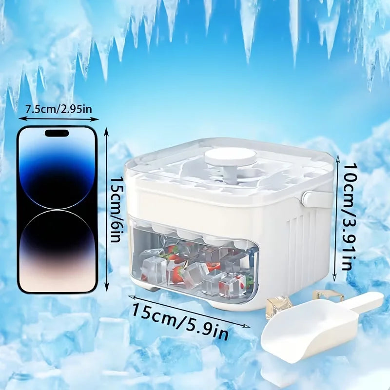 50-Cube Ice Maker with Easy Press Cap Double Layer Ice Cube Maker Refrigerator Household Ice Storage Ice Box