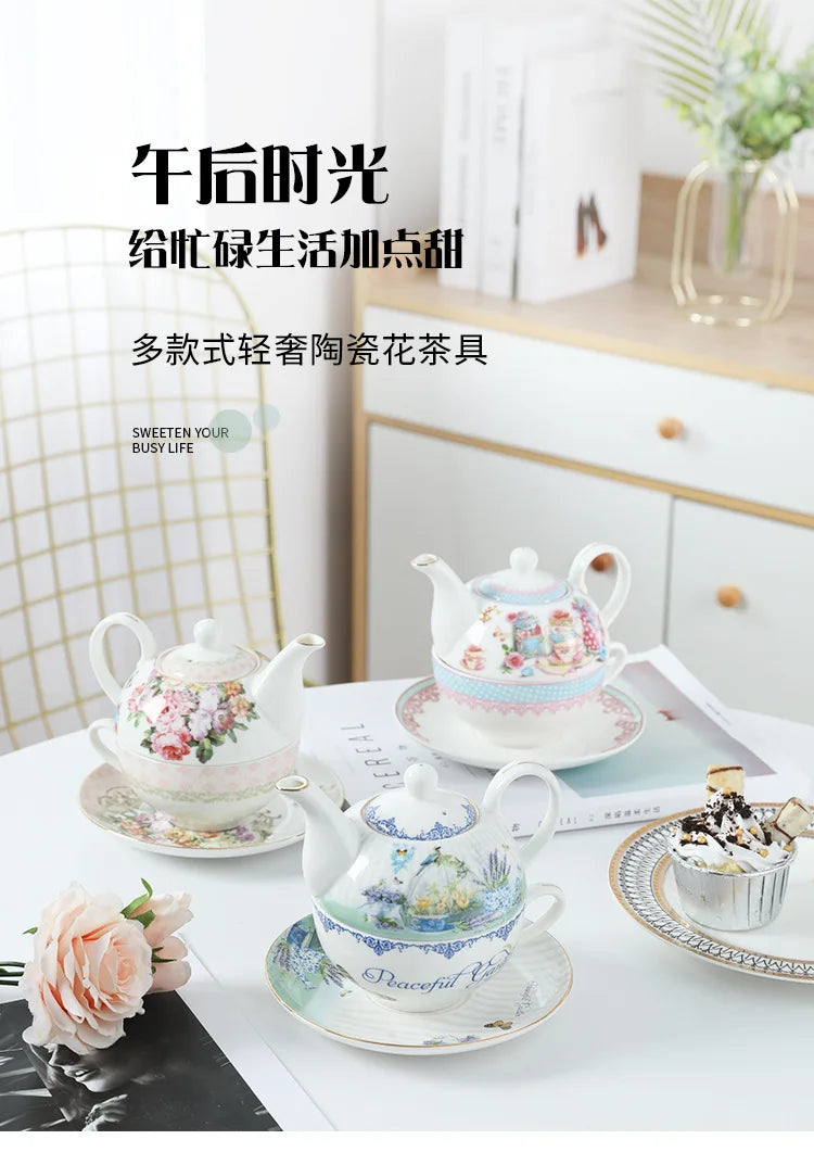English Afternoon Tea Set, Single Person Mother-Daughter Teapot with Filter, Creative Floral Ceramic Tea Ware