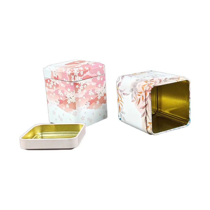 Tea Sealed Box  Kitchen Storage Container Jar Tin Square Can Candy Iron Canister Vintage Tea  Box