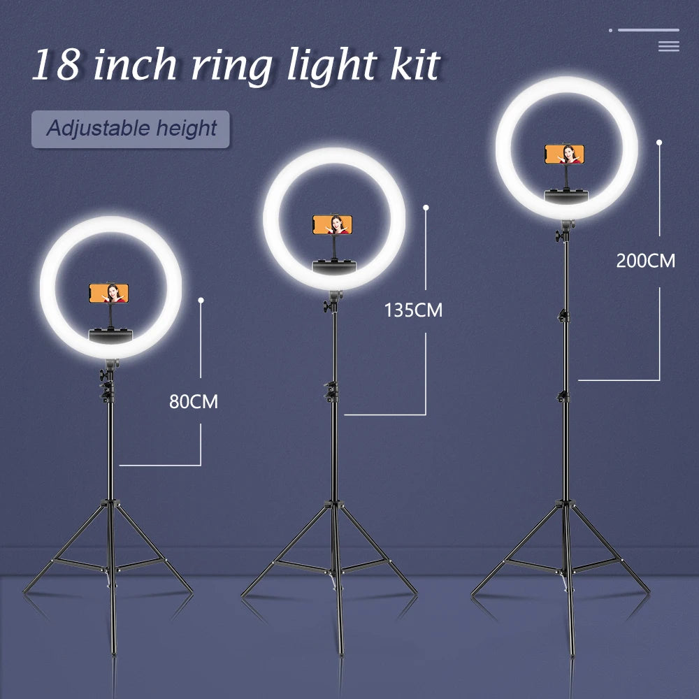 18 Inch Ring Light 480pcs led beads Dimmable 6500K LED Lamp With Tripod Studio Photo Lamp For Photography Makeup YouTube Live