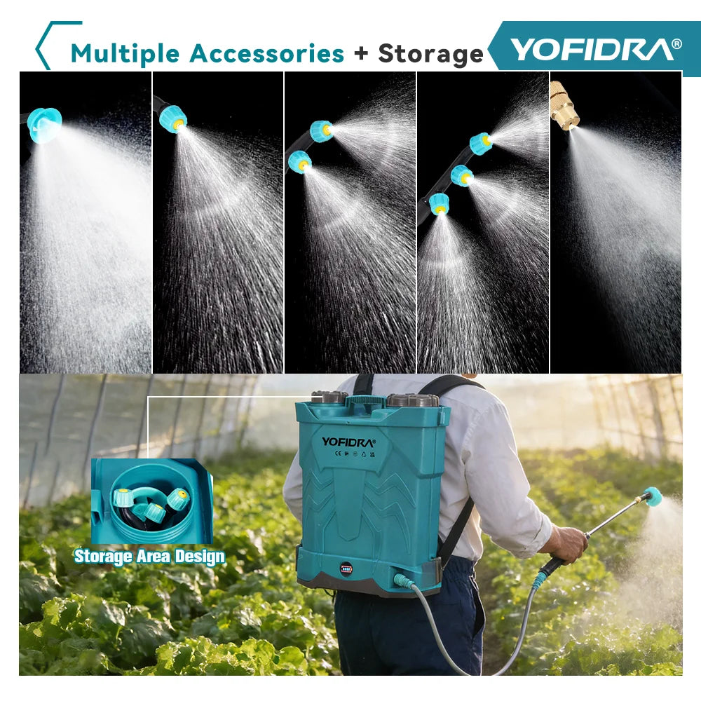 YOFIDRA 20L Electric Sprayer High Capacity Yard Lawn Spraying Irrigation Backpack Sprayer Power Tools for Makita Battery Pin