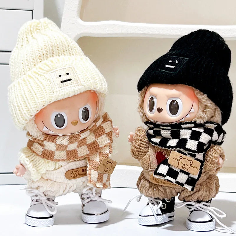 17cm Labubu clothes v1 v2 labubu Generation Labubu Sitting Party Clothes Pendant Doll Labubu doll Clothes Sweater scarf cute