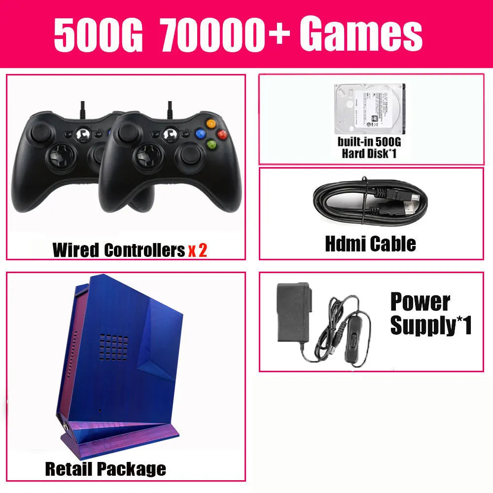 G3 Pro Retro Video Game Console Dual System with 99999+Games for SWITCH/PS3/WIIU/WII/PS2 60+Emulators 2/4T Wireless Controllers