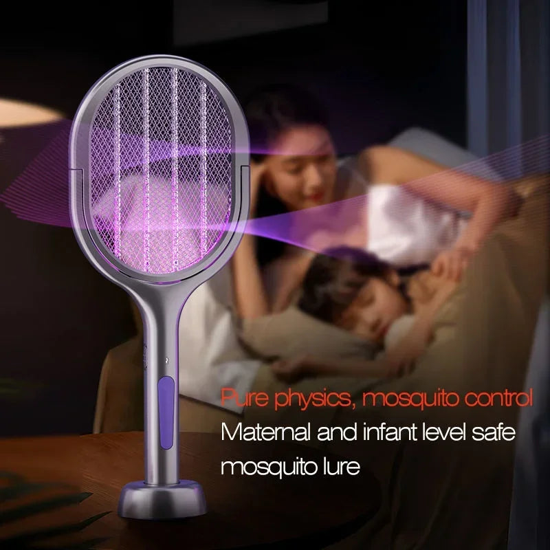 Scalable Portable Mosquito Swatter, Fly Swatter, Electric Mosquito Swatter Insect Swatter Mosquito Swatter with Mosquito Lure Lamp Extension, USB Rechargeable Insect Repellent, Physical Pest Control, Suitable for Bedrooms, Of