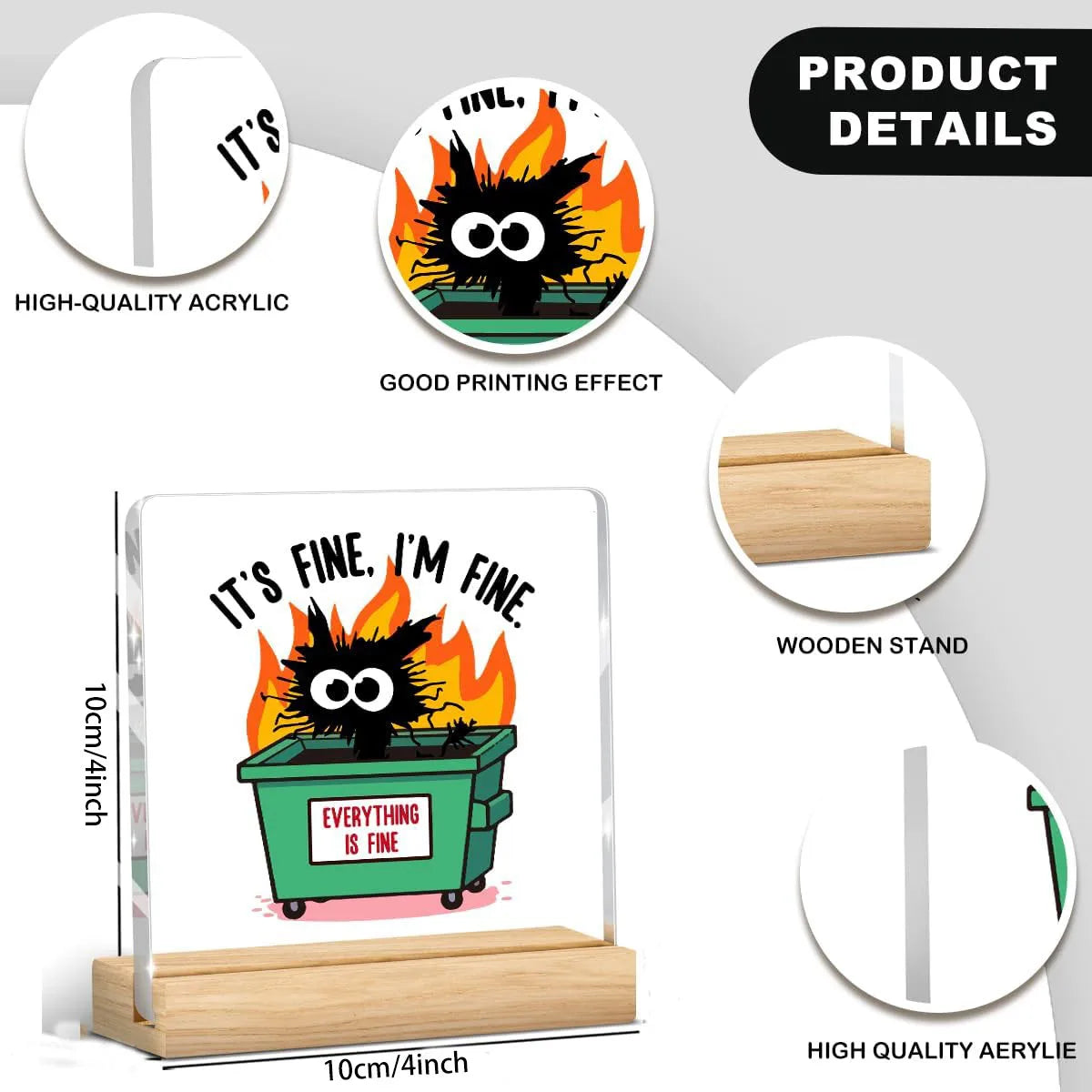 Dumpster Fire Desk Accessories, Funny Office Decor, It's Fine, I'm Fine, Everything Is Fine Inspirational Gifts for Women Men