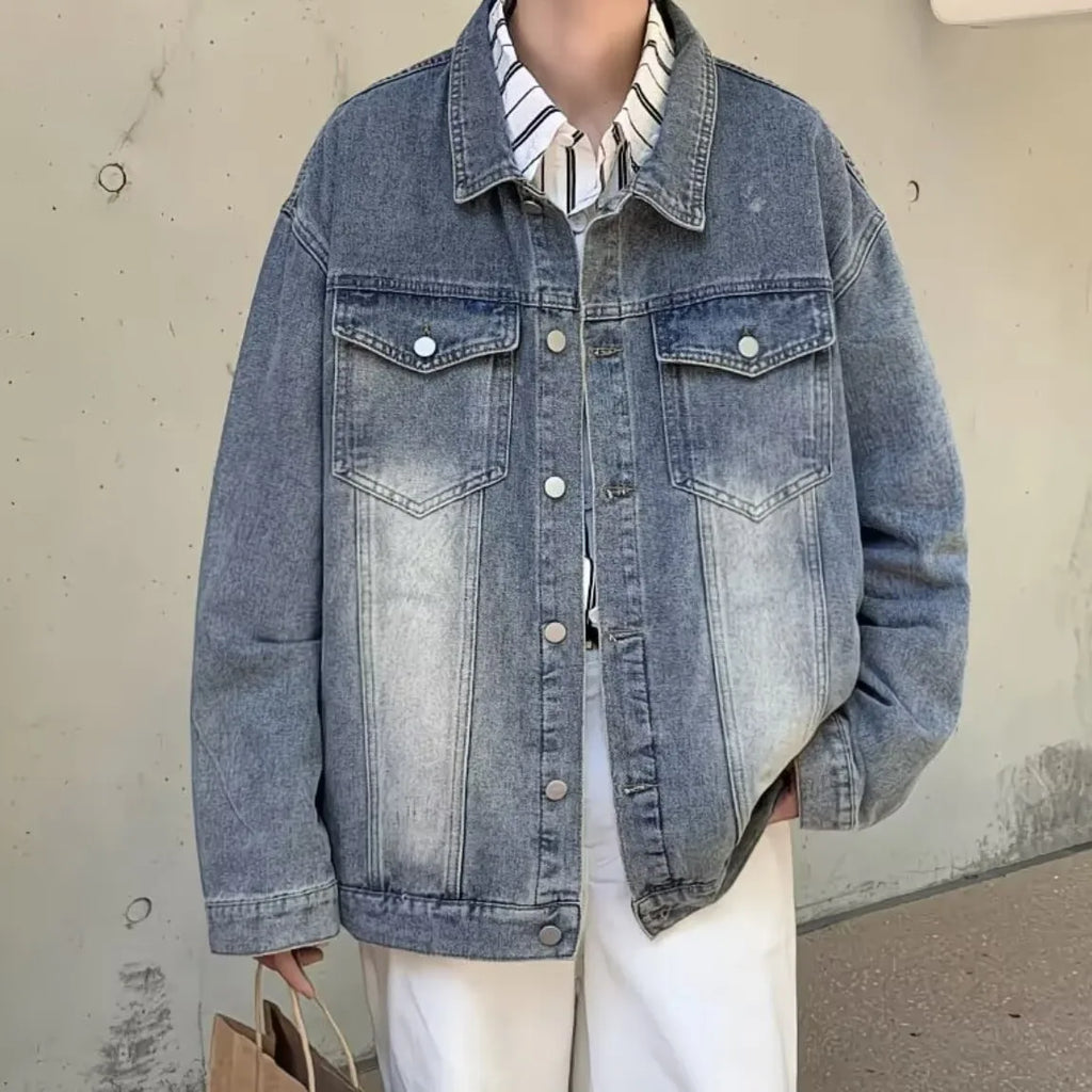 Denim Jackets for Men Baggy Vintage Personality Safari Style Trendy Urban Street Style Handsome Pockets Outwear American  Hombre