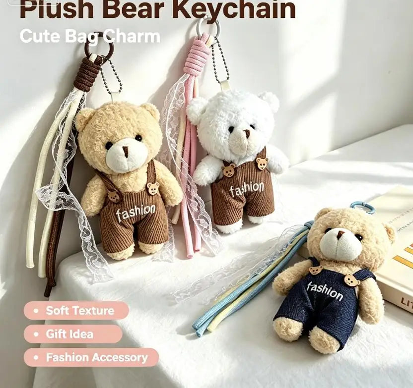 Women's Bag Charms Cute Korean Cartoon Bear Kawaii Sweet Kawaii Plush Bag Accessories Multifunctional Keychain Pendants