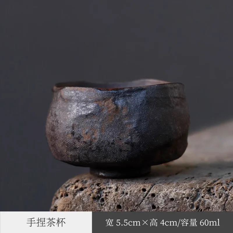 Japanese Wabi Sabi Style Rough Pottery Handmade Tea Cup Creative Retro Tea Cup Pu Erh Tea Cup
