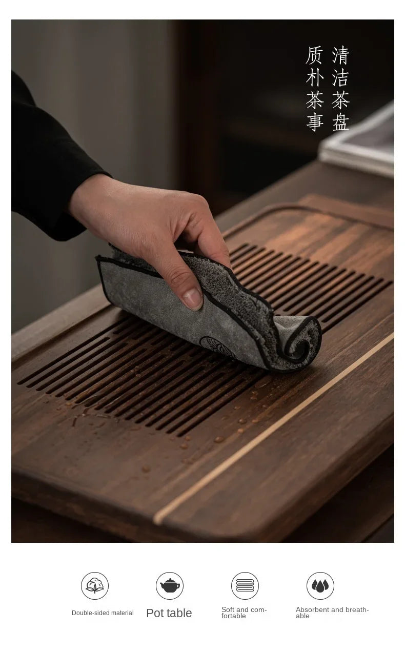 Water Absorption Tea Towel Tea Cloth Thickened Coffee Table Cloth Zen Teaware Towel Cotton Linen Rag Pad Tea Table Accessories
