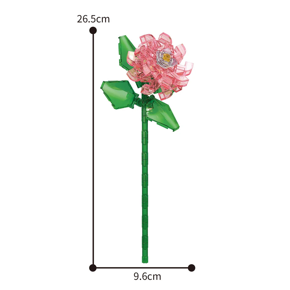 Creativity Potted Plants Bouquet Rose Lily Flower Home Desk Plant Decoration Assemble Building Blocks Bricks Toys Girls Gift