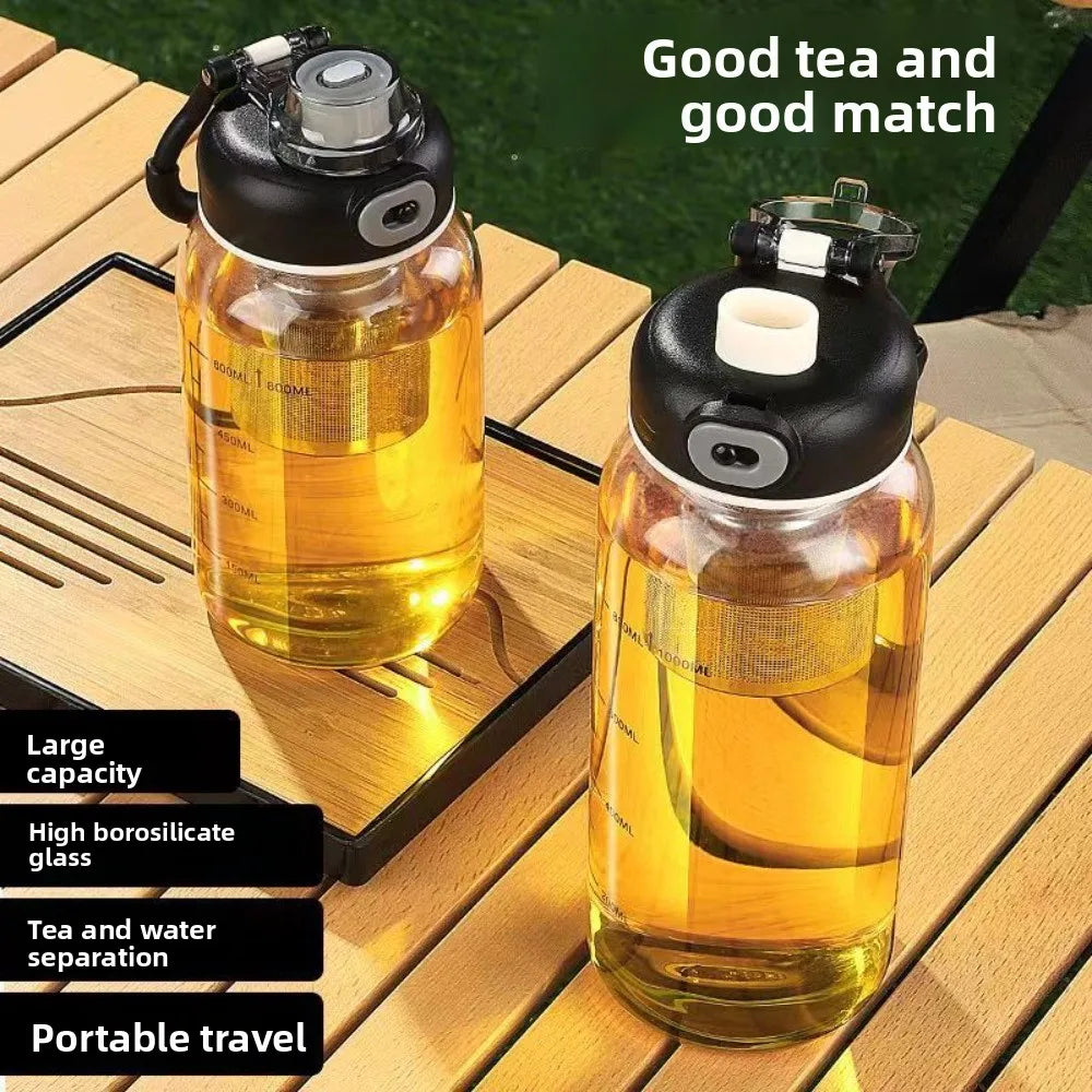 Tea Separation Glass Tea Cup Double Drinking with Handle Water Cup Large Capacity High Temperature Resistant Portable Kettle