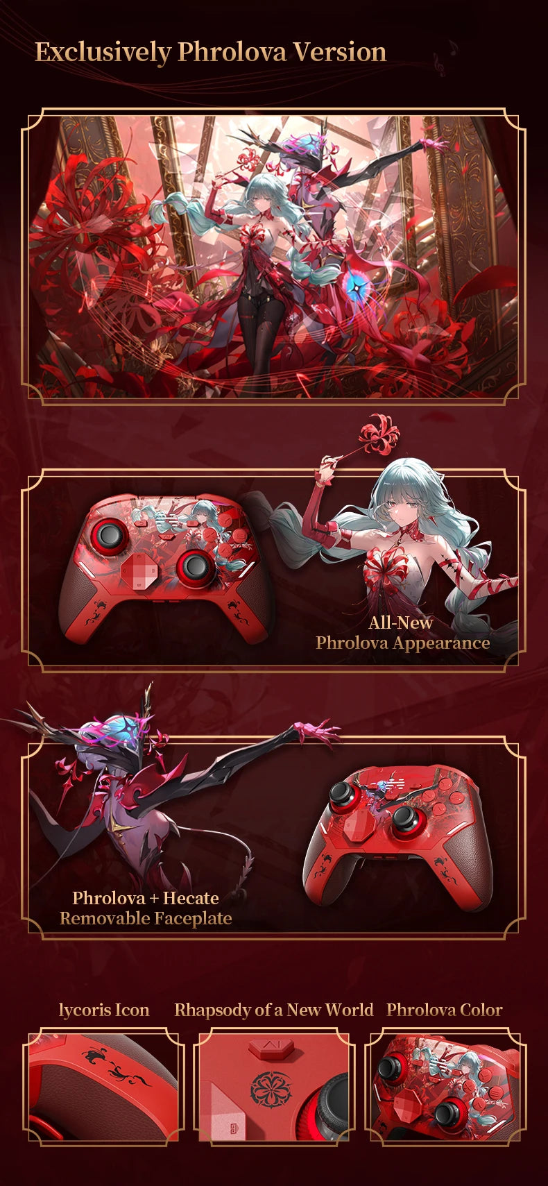 BEITONG Wuthering Waves Gamepads Phrolova/Cartethyia Ver KP40D Elite Controller Hall/Micro Vibration Trigger Force TMR Joystick