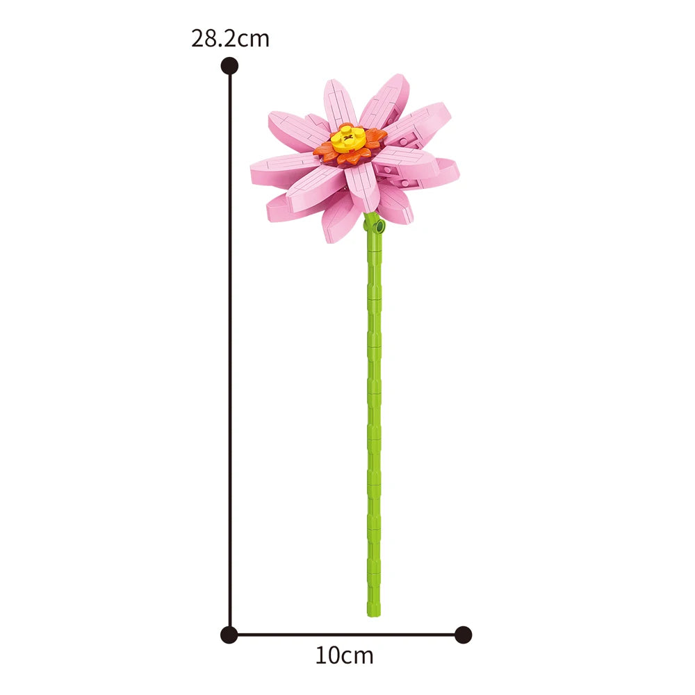 Creativity Potted Plants Bouquet Rose Lily Flower Home Desk Plant Decoration Assemble Building Blocks Bricks Toys Girls Gift