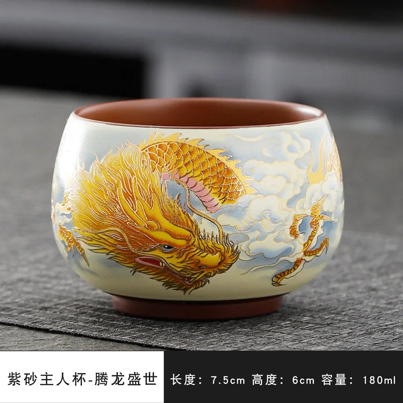 Vintage Purple Clay Tea Cup Chinese Traditional Arhat Cup Zisha Tea Set Accessories Ceramic Master Cup Travel Tea Bowl Teaware