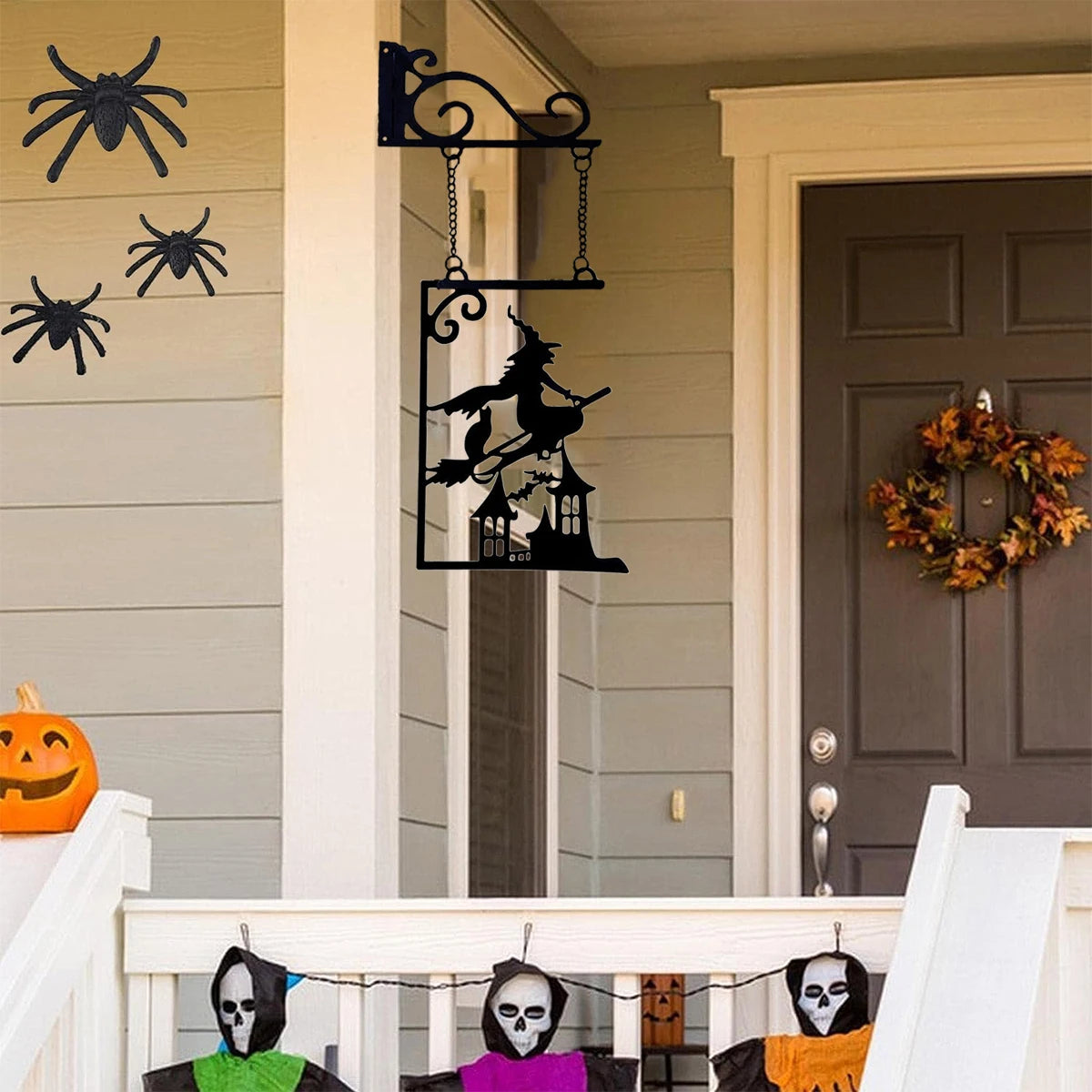 Halloween Silhouette Metal Sign Witch Metal Silhouette Witch Silhouette Yard Sign Outline Wall Decoration Metal for Halloween De
