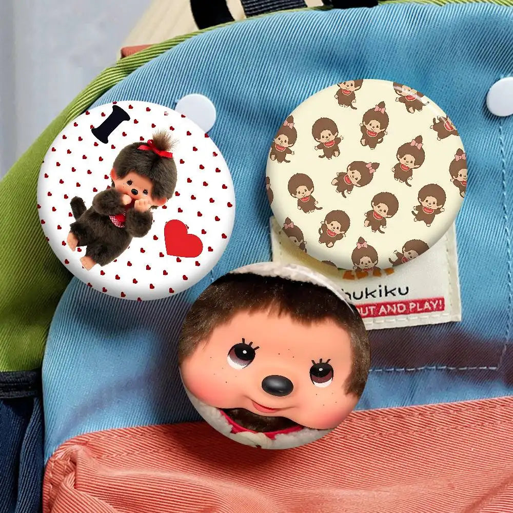 M-Monchhichi Cute Anime Brooches Cute Cartoon  Badge Jacket Jeans Lapel Pin Gift Accessorie