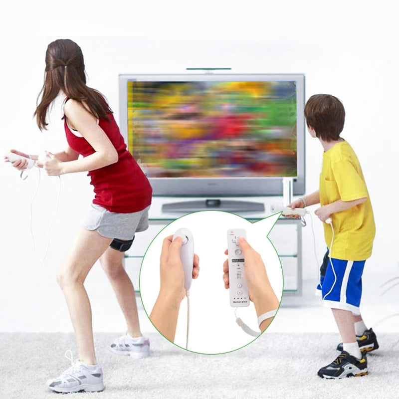 2PCS Remote Controller with Nunchuck Controller for Wii Console Wireless Gamepad with Motion Plus for  Wii Games Control
