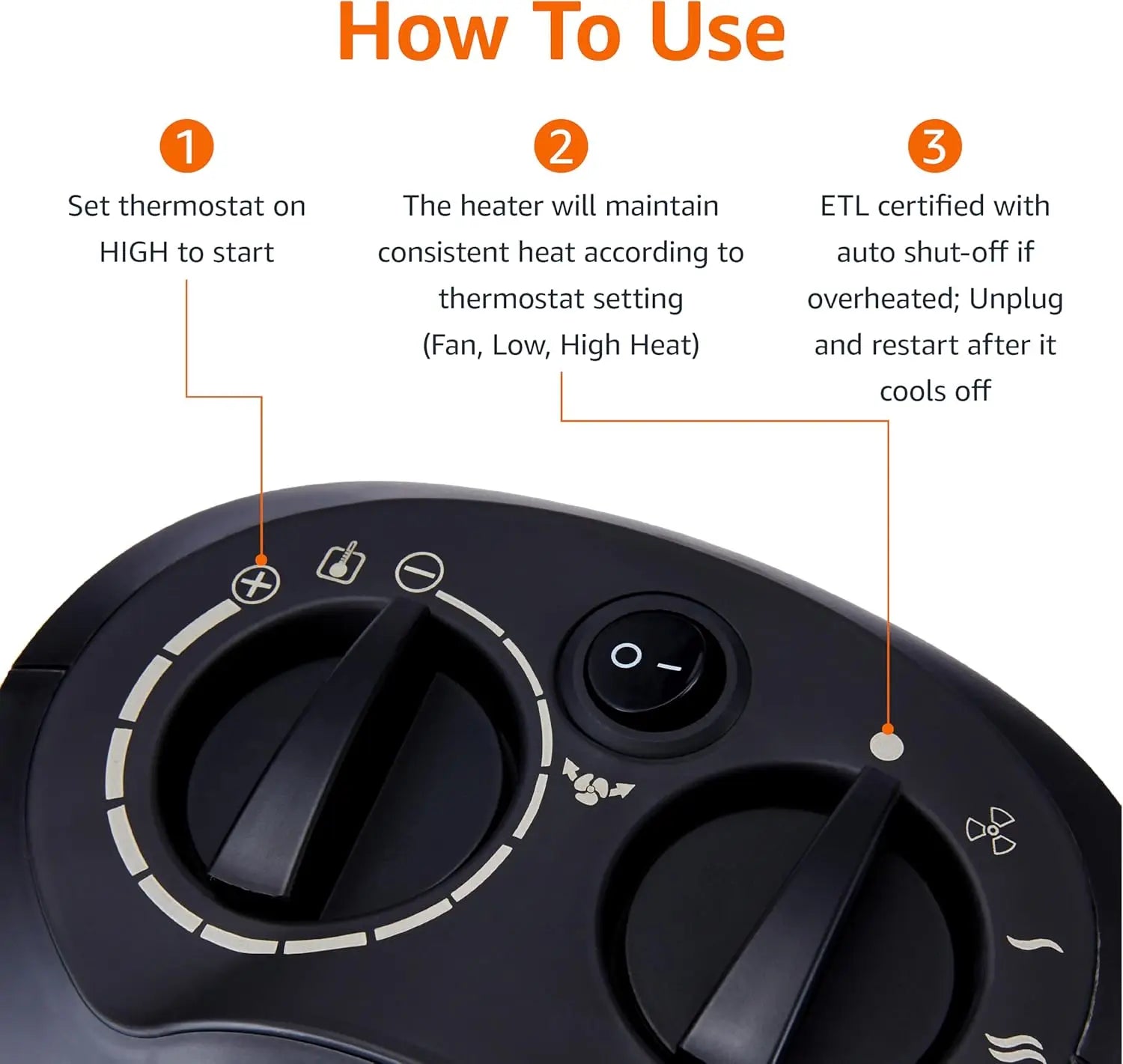 Portable Ceramic Space Heater with Overheat & Tip-Over Protection, Thermostat, 1500W, Compact Black Design for Indoor Heating