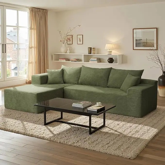 103" L Shaped Sectional Boneless Couch for Living Room, Modern Modular Cloud Sofa with Facing Chaise, Comfy, Customized