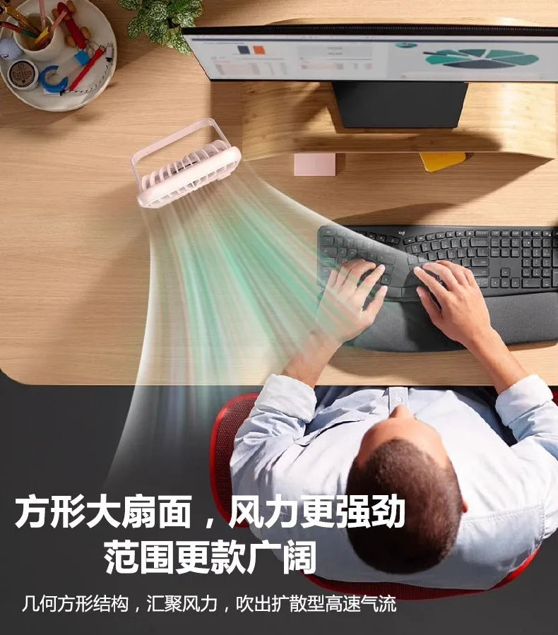 Mini Portable Desk Fan 100 Speed Stepless Variable USB Charging Foldable Handheld Office Strong Wind Digital Display Ultra Quiet