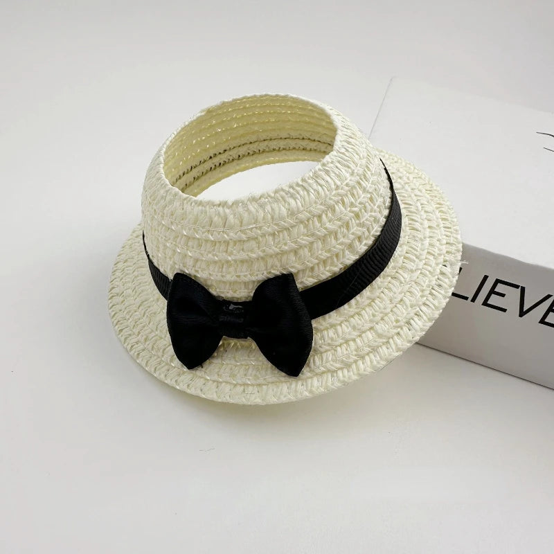 Clothes For Labubu Open-Top Straw Hat Labubu Hat with Bow 1st 2nd 3rd Gen 17cm Labubu Sitting Party Outfit Accessories