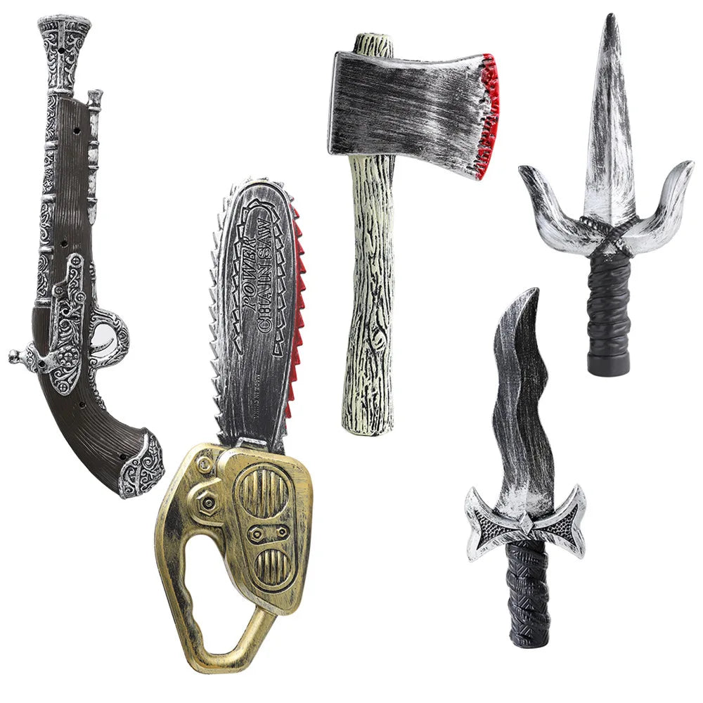 Halloween Party Simulation Plastic Fake Blood Knife Ghost Festival Decoration Toy with Blood Knife Axe Model Holiday Prop
