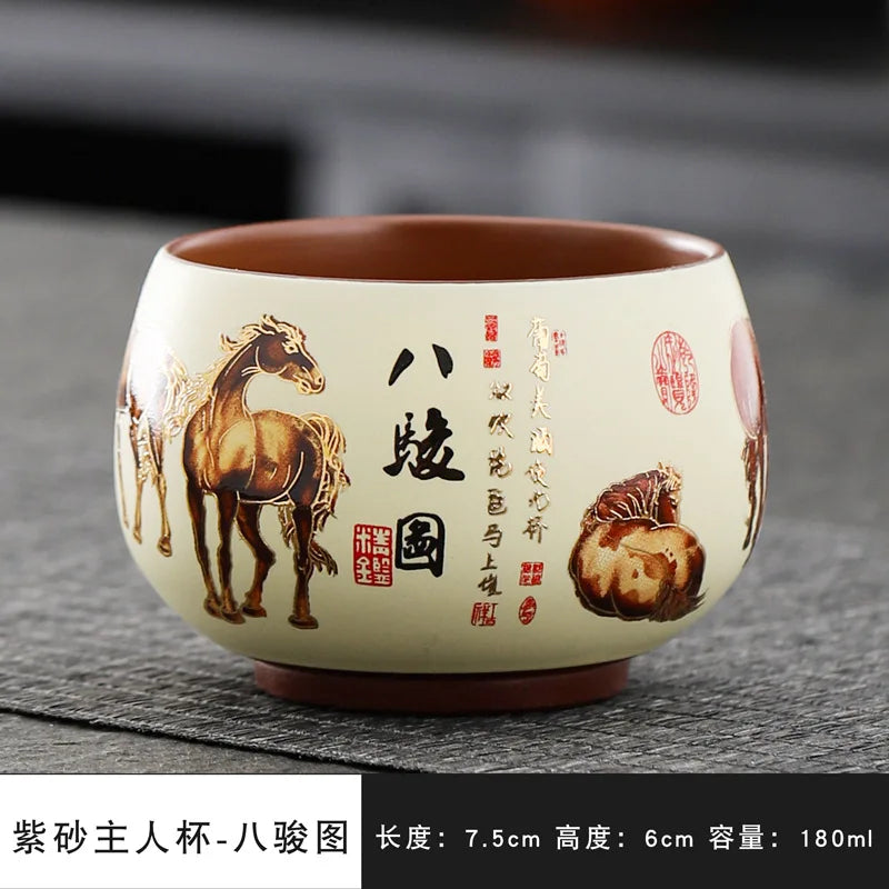 Vintage Purple Clay Tea Cup Chinese Traditional Arhat Cup Zisha Tea Set Accessories Ceramic Master Cup Travel Tea Bowl Teaware