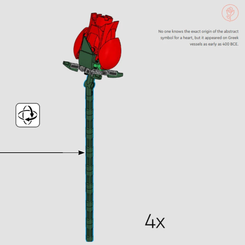 Bloom A Bouquet of Roses Building Blocks Sets Compatible with Legoed Particles Suitable for Christmas Gifts 822pcs