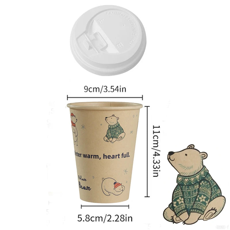 25/50Pack Disposable Paper Coffee Cups with Lids 12oz Bamboo Pulp To Go Drinking Paper Cups for Cold/Hot Drinks for Office Home