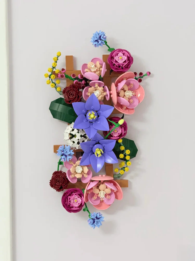 2026New Botanicals Flower Wall Set Creative Romantic Building Blocks Flowers Bouquet Model Bricks Set Home Decoration Toys