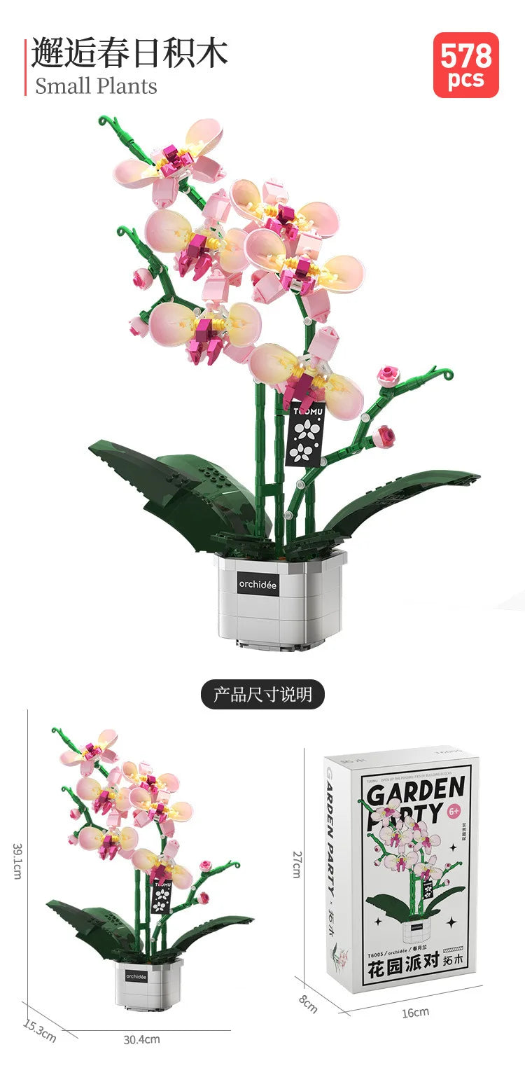 Big Flowers Bouquet Building Blocks Set Flowers Models Home Decor Botanical Collection Bricks Toys for Adults Mother's Day