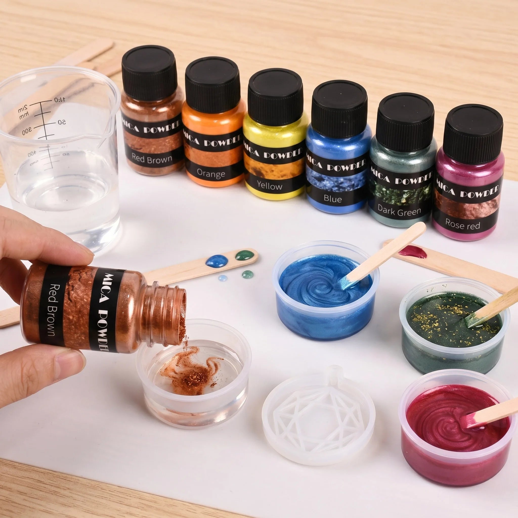 24Colors/Sets mica powder pigments, suitable for DIY resin, plaster, and candle molds; pearlescent resin pigments; jewelry-makin