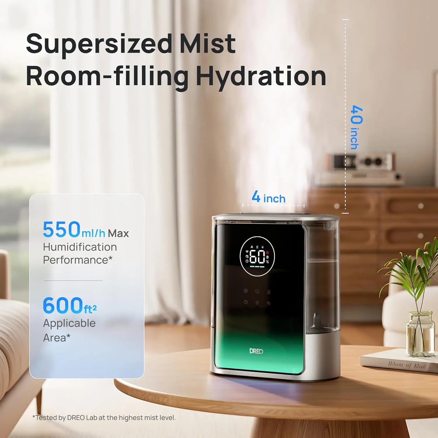 8L Smart Humidifier for Large Rooms 600ft², 80H Runtime with Warm/Cool Mist, 28dB Quiet for Bedroom Baby Home Plants