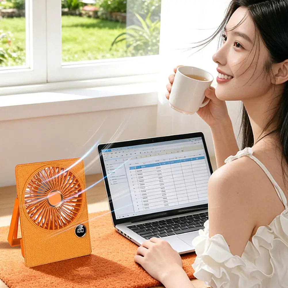 Portable Mini Desk Fan Office Wall Mounted Digital Display High Speed Brushless Motor Type-C Rechargeable Long Battery