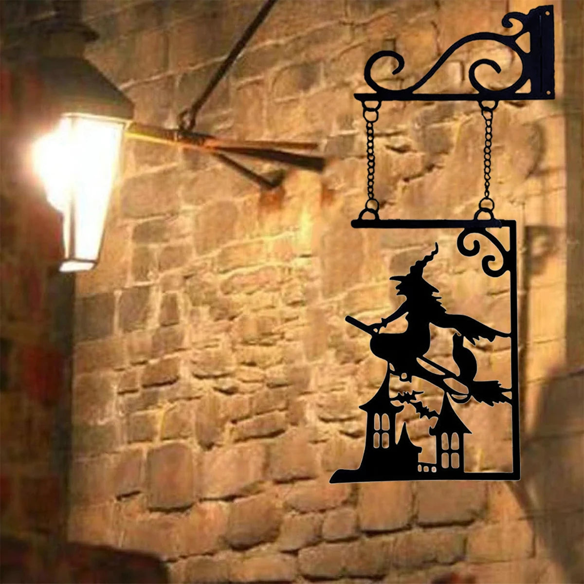 Halloween Silhouette Metal Sign Witch Metal Silhouette Witch Silhouette Yard Sign Outline Wall Decoration Metal for Halloween De