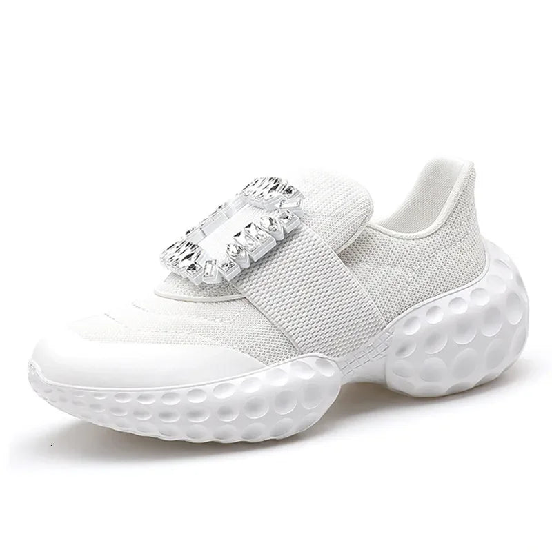 designer shoe New HighQuality Shoes RV Rhinestone Women ThickSoled Spring Summer 2026 Sneakers Square Buckle Dad Shoes Fashion
