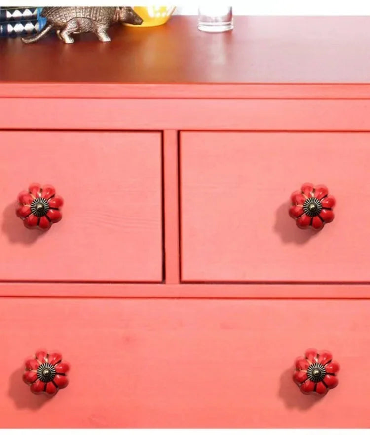 Vintage Ceramic Pumpkin Drawer Knobs Furniture Door Handles Kitchen Cabinet Pulls Closet Wardrobes Handles Accessories