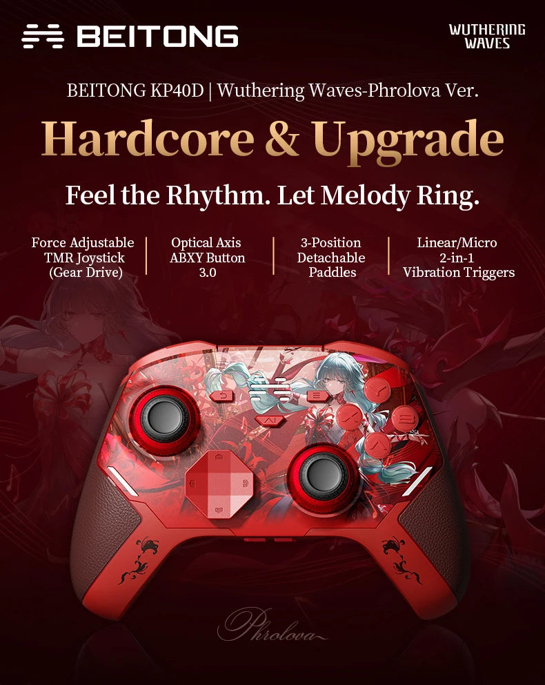 BEITONG Wuthering Waves Gamepads Phrolova/Cartethyia Ver KP40D Elite Controller Hall/Micro Vibration Trigger Force TMR Joystick