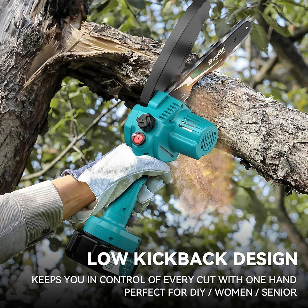 SEESII 8 Inch Electric Chainsaw Mini Cordless Chainsaw Wood Cutter Pruning Garden Power Tools For Makita 18V Battery pin