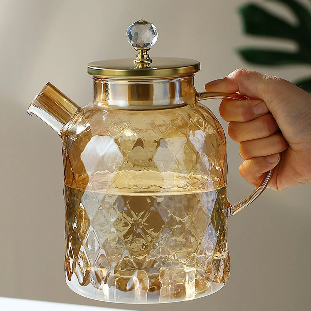 Borosilicate Glass Teapot Stovetop Safe,1000ml/1800ml Tea pot, for Loose Leaf Teas Fruit Teas Fragrant Tea