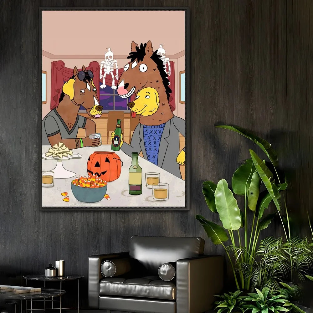 Anime B-BoJack H-Horsemans Poster Sticky Wall Art Printing Waterproof Home Living Bed Room Bar Aesthetic Decor