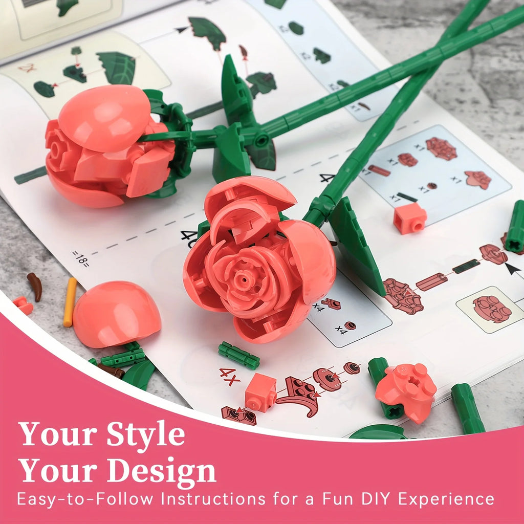 Big Flowers Bouquet Building Blocks Set Flowers Models Home Decor Botanical Collection Bricks Toys for Adults Mother's Day