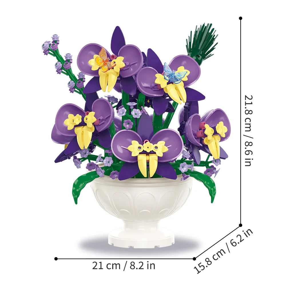 Botanicals Flower Arrangement DIY Building Set Faux Bouquet Set for Adults Floral Home Décor Kit Decorations for Office