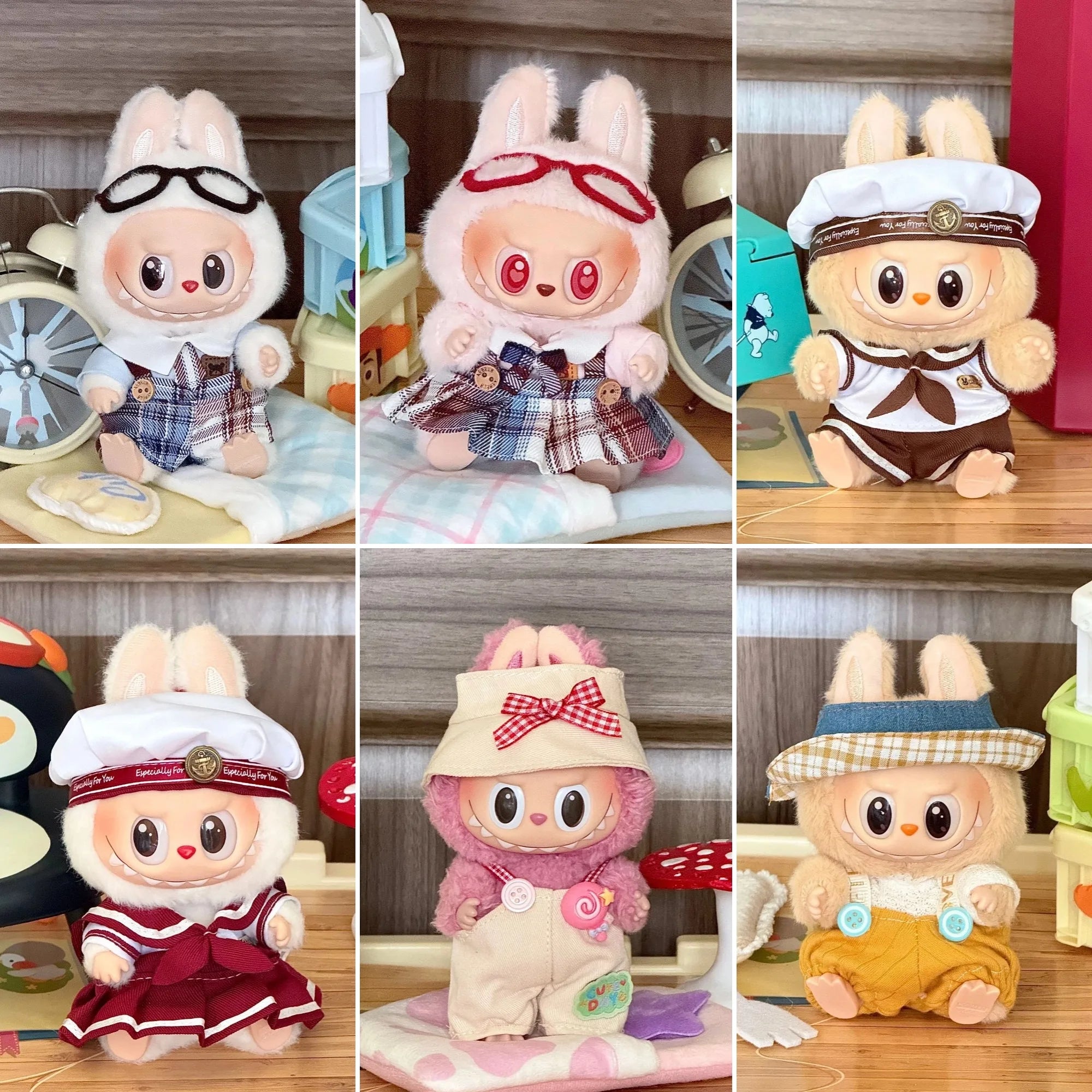 Labubu Clothes 15cm Labubu Stylish Outfit Clothes Cute Dress Up Casual Set Labubu Outfit Accessories