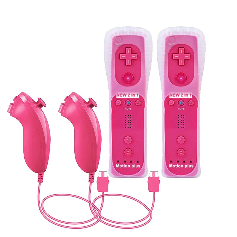 2PCS Remote Controller with Nunchuck Controller for Wii Console Wireless Gamepad with Motion Plus for  Wii Games Control