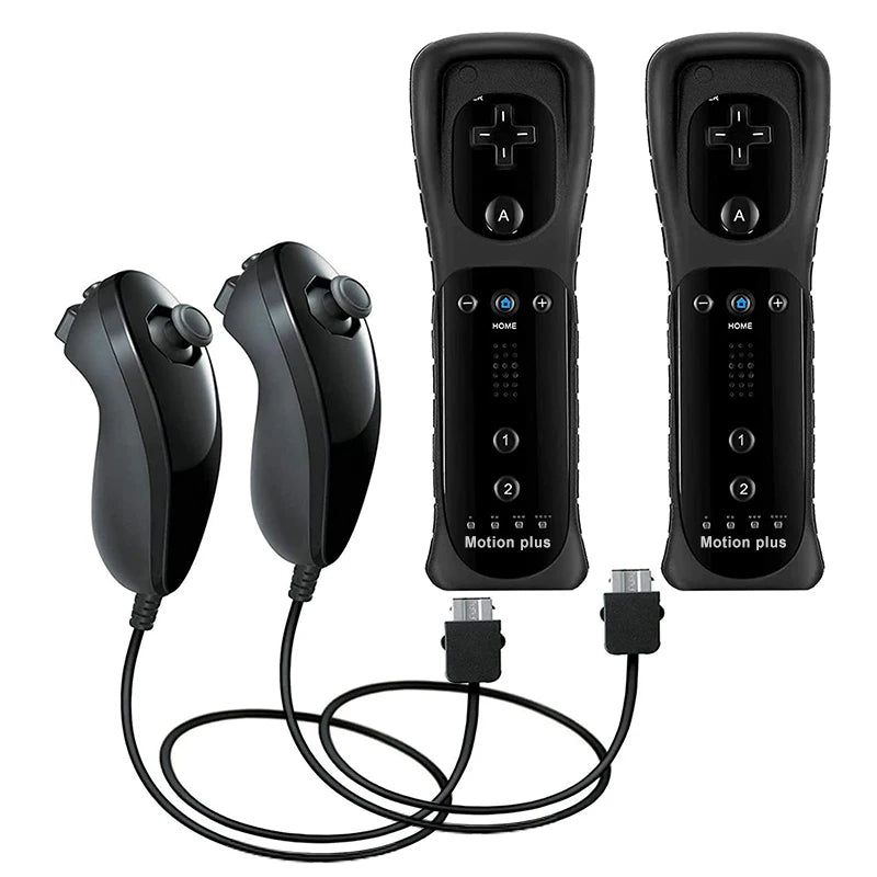 2PCS Remote Controller with Nunchuck Controller for Wii Console Wireless Gamepad with Motion Plus for  Wii Games Control