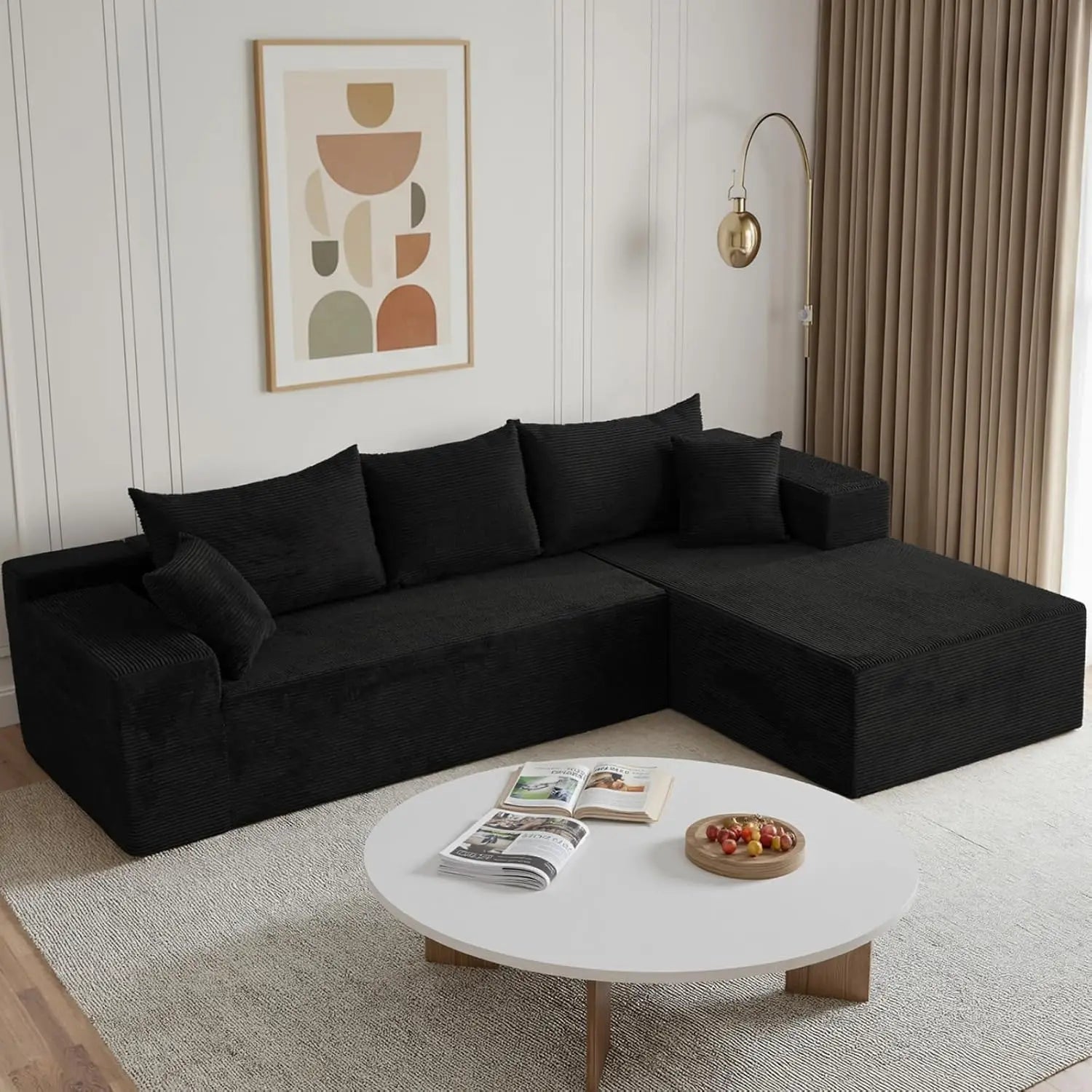 103" L Shaped Sectional Boneless Couch for Living Room, Modern Modular Cloud Sofa with Facing Chaise, Comfy, Customized