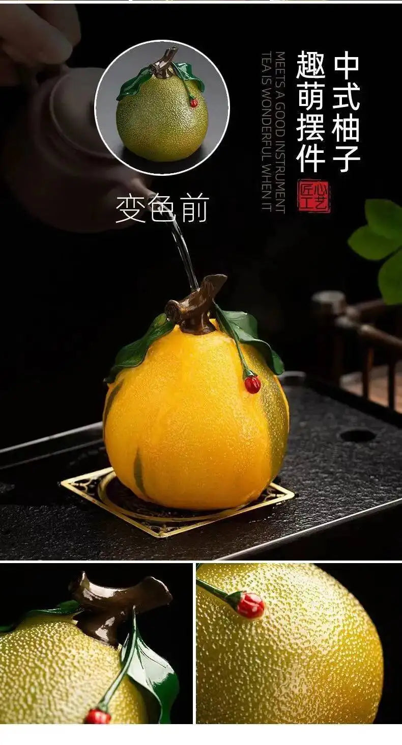 Tiktok Net Red Color Tea Pet Individuality Creativity Grapefruit Temptation Tea Ceremony Tea Tray Can Support Household Tea Room
