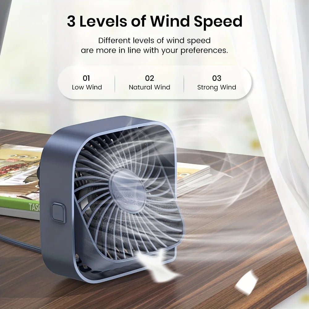 Mini Portable Fan USB Desk Fan Table Strong Airflow &Quiet Operation 3 Speed Wind 360°Rotatable Standing fans for room Home
